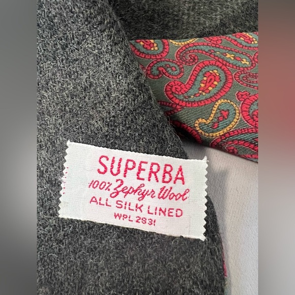 Vintage Retro Pre Loved Original Superba Mod Rare Scarf Red Gray Silk/wool - Picture 4 of 4